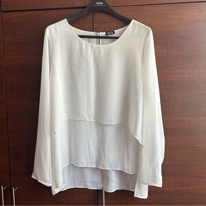 SIONI WHITE/CREAM LONG SLEEVE BLOUSE TOP